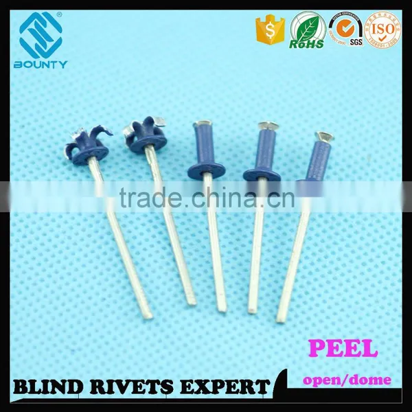 HIGH QUALITY OPEN END MANUFACTURER PROTRUDING CROWN HEAD ALUMINUM POP PEEL TYPE RIVETS photo-4