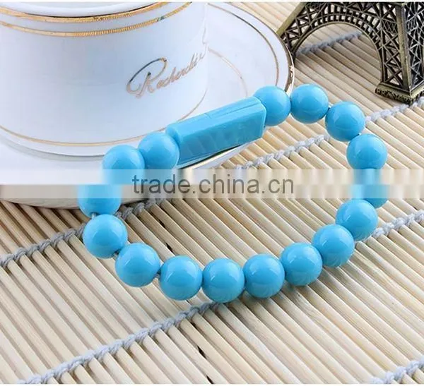 Factory Wholesale Creative Bead Bracelet Cable Micro USB 2.0 Charging Data Cable For Samsung photo-3
