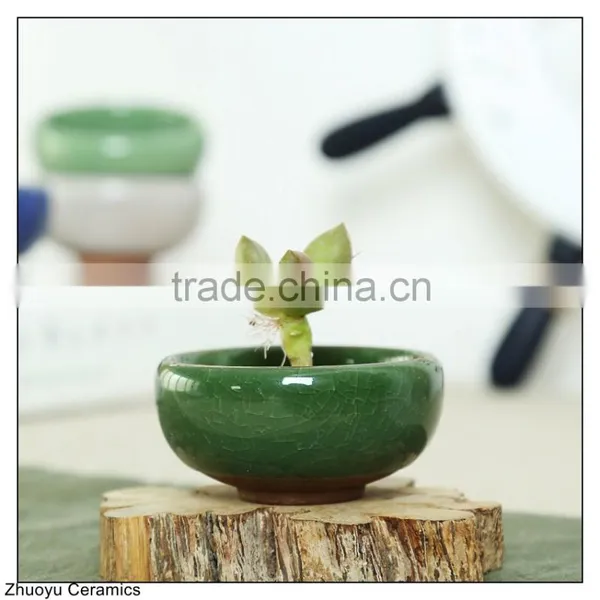 Personalized Crack Glaze Ceramic Flower Pot photo-3