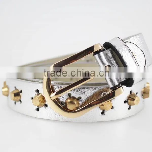 Fashion Metal Studded Women Jeans Belt With Shiny PU Leather for Jeans in Yiwu photo-2