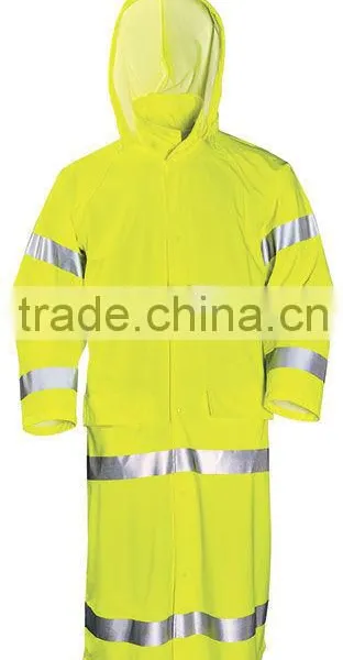 HI VIZ PU RAINCOAT WITH REFLECTIVE TAPE