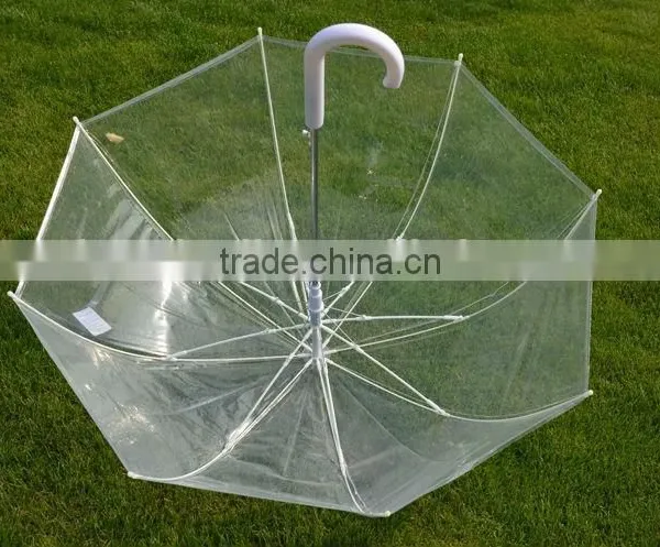 White Bubble Fiberglasss Strengthened Bell Shape Straight Auto Open Umbrella photo-3