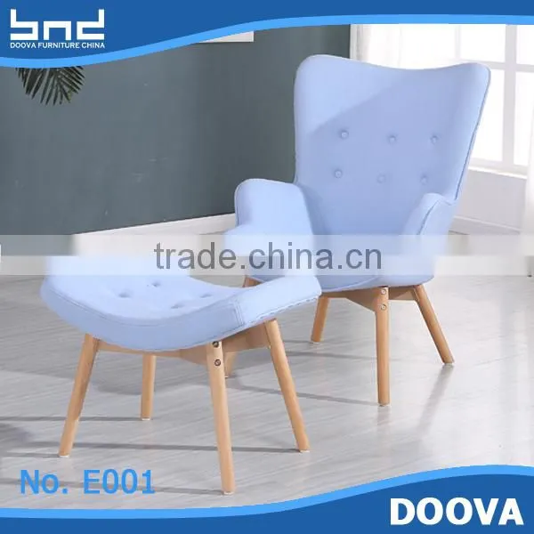 Patchwork Fabric Design Arm Lounge Chair With Footrest photo-5