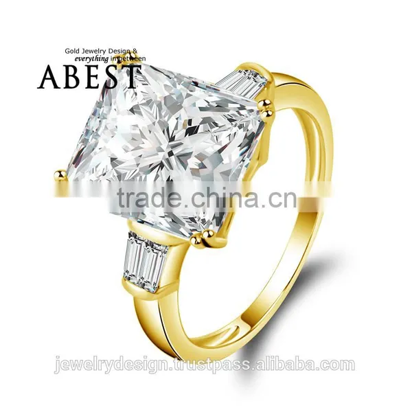 5.0 Carat Emerald Cut Big Stone Fancy Ring 10K Yellow Gold Micro Pave Setting Simple Wedding Ring Lady's Fashion Jewelry Ring