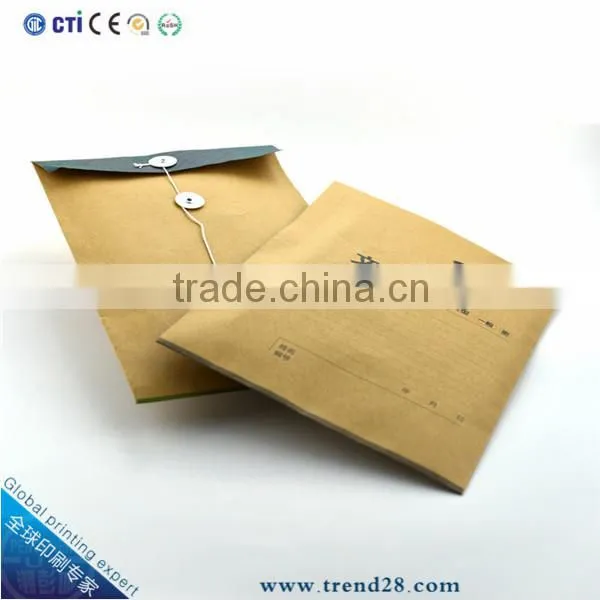 kraft envelope with button and string closure