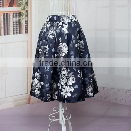Hot Women Ladies Vintage Style High Waist Floral Casual Party Midi Pleated Skirt photo-3