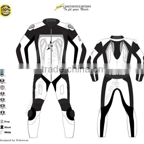 Motorbike Leather Suits for Women & Great Design / Style- PW-1202-Grey