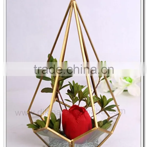 Brass Copper Bronze Rose Gold Silver Plated Jewelry Stand~ Bouquet Stand- Crystal Moments - Glass Geometric Crystal Flower Stand photo-3