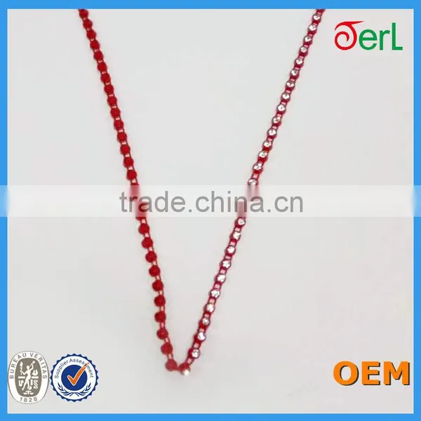 Single Row Red Base Plastic Glass Rhinestone Banding Trimming photo-4