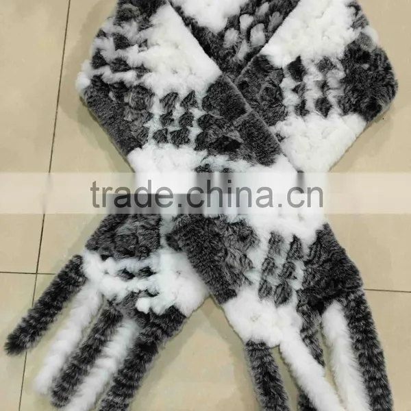 Factory Price Lastest Design Fur Scarf Shawl / Rex Rabbit Fur Scarf photo-3