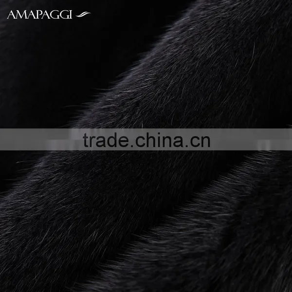 Factory Sale Black Slim Mink Fur Winter Coat for Ladies photo-5