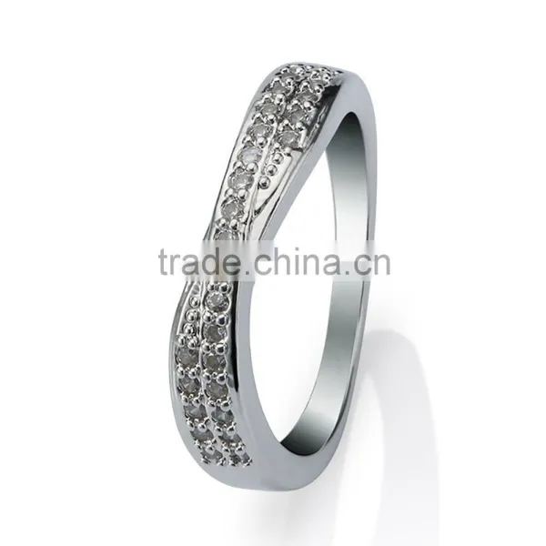 Hot Selling Unisex Whitegold Plated Ring Stud w/ Precious Stone for Engagement