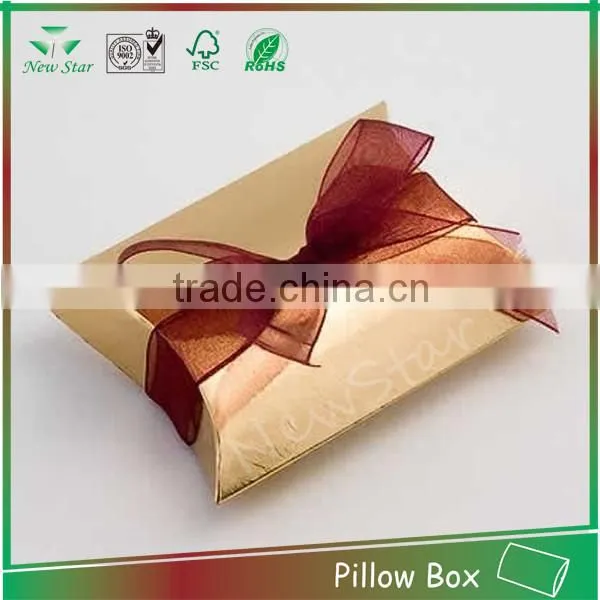 Printed Paper Pillow Gift Box With Bow Bie