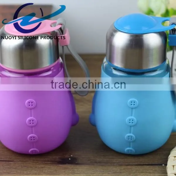 Creative Penguin Shape Glass Bottle Silicone Cup Sleeve photo-4