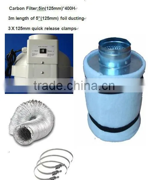 125mm Inline Fan carbon Filter Kit,hydroponic kits