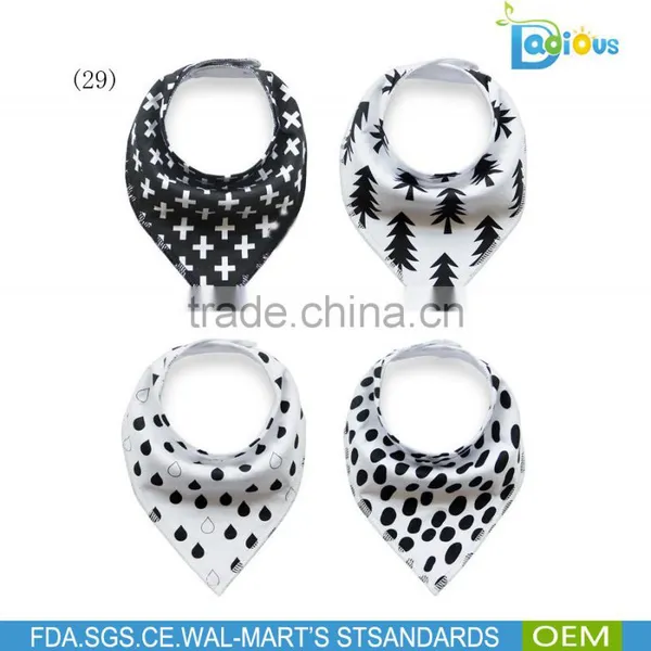 Stylish White and Black Baby Boys Bibs 100% Cotton Baby Bandana Bibs photo-3