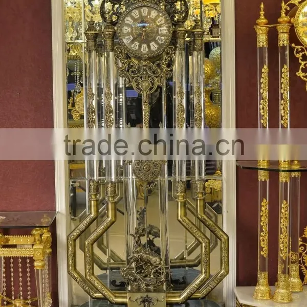 Vintage Copper Carved Floor Clock, Antique Bronze Ornate Rococo Style Floor Clock photo-2