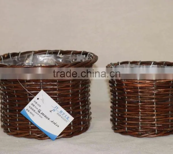 100%Handmade Willow Garden Wicker Basket for Flower Plants With Plastic Liner Wicker Flower Pots photo-6