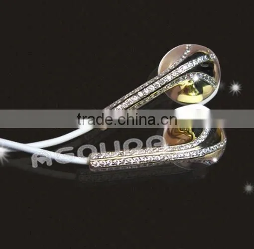 High Quality Gold Earphone With Diamond for Iphone 6, 24k Luxury In-ear Earphone,for Iphone Gold Earphone photo-2