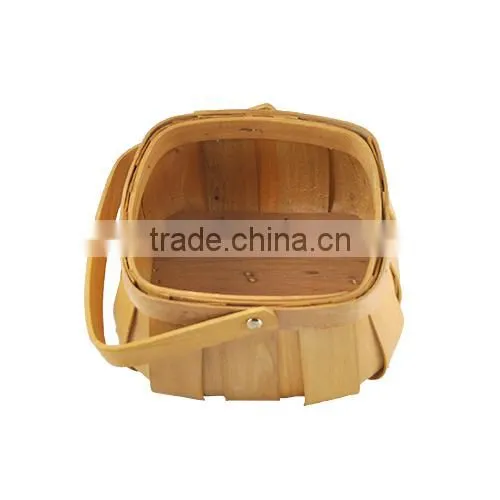 Linyi Manufacturer Supply Handmade Cheap Wooden Fruit Basket With Handle photo-2