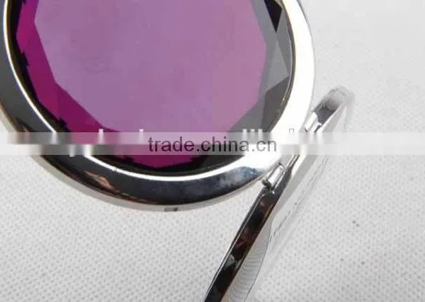 Flip Type Metal Gemstone Shaped Round Mirror With Snap Hook/mirror photo-6