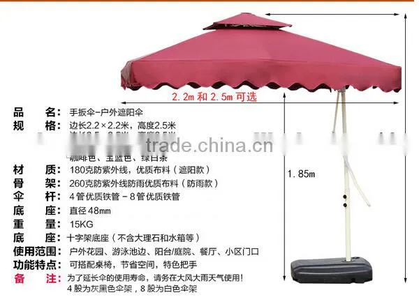 Wholesale Outdoor Sunshade Umbrella Outdoor Patio Umbrella Double Square Wrench Security Guard Umbrella photo-3