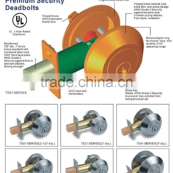 Security Single Double Cylinder Residential Hotel Heavy Duty Ansi Grade 2 Privacy Deadbolt Door Lock photo-2