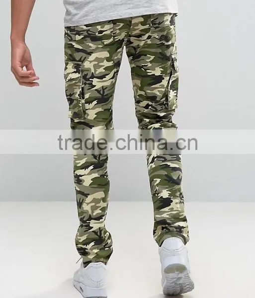 Custom Guangzhou Manufacturer OEM 100% Cotton Slim Breathable Functional Green Camo Men's Cargo Camouflage Pants photo-2