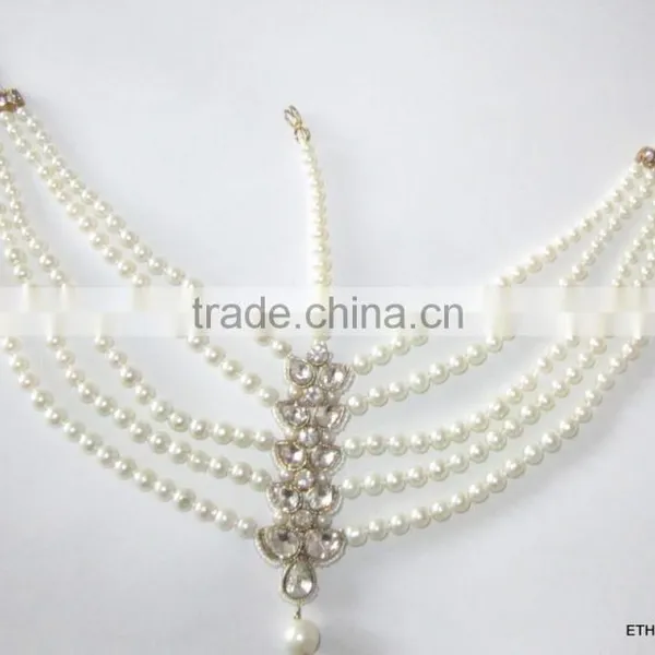 MATHAPATTI DAMINI MAANG Tikka TIKA BINDI PEARL POLKI Hair Accessory photo-2