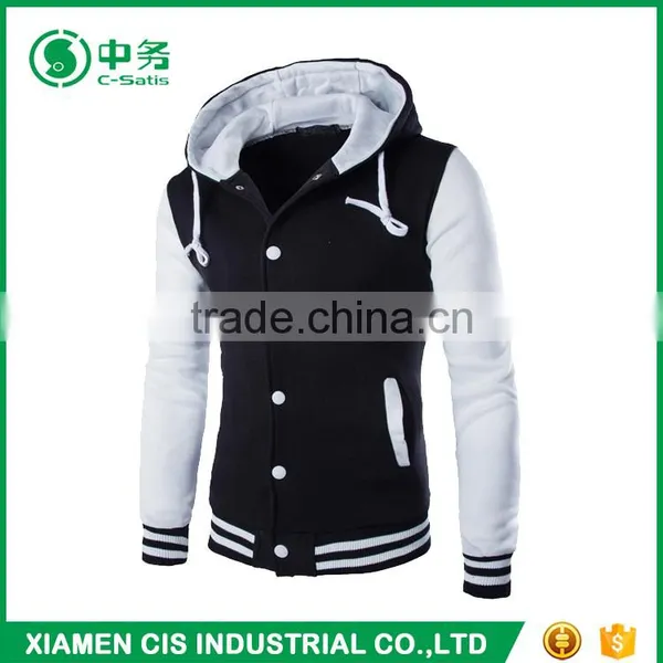 New Fashion American Yellow Sleeves Mens Blank Baseball Varsity Jacket With Hoodie photo-4