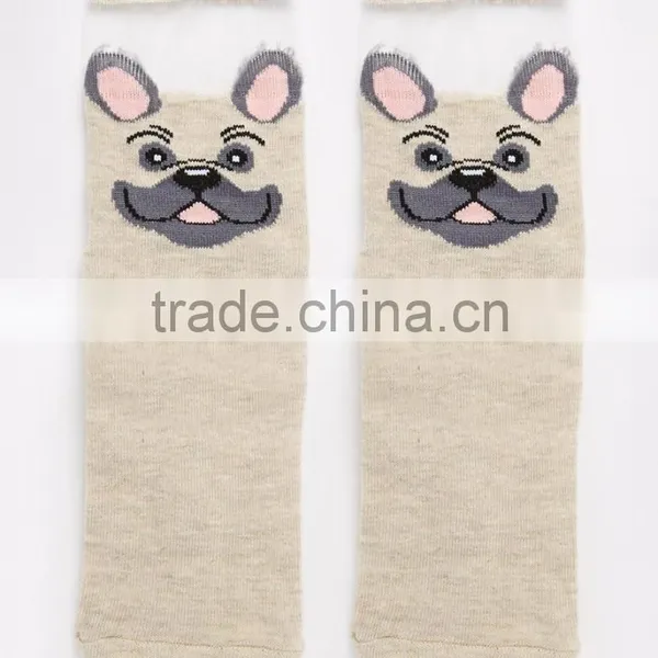 Custom Wholesale Pug Sheer Panel Socks Ribbed Cuff Opening Socks photo-3