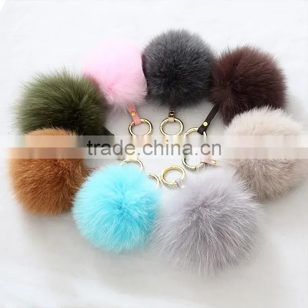 Myfur Fashion Dyed 100% Real Fox Fur Pom Pom Keychain for Bag Accessories photo-6