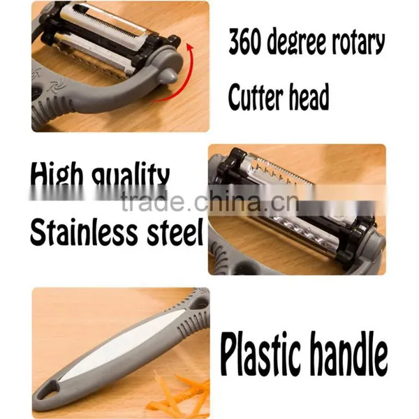 Stainless Potato Peeler Vegetable Slicer Cutter Kitchen Accessories 360 Degree Rotary Fruit Peeler Ultra Dual Julienne KC1092 photo-3