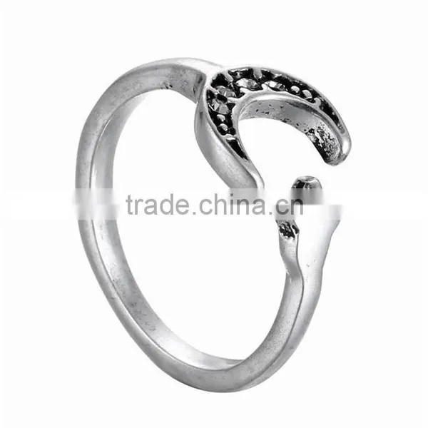 Silver Bronze Plated Moon And Star Knuckle Ring Animal Open Mouth Unisex Rings photo-4