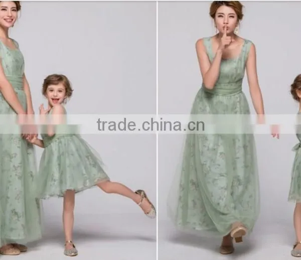 2015 New Design Floral Chiffon Mother and Daughter Clothing, Mother and Daughter Dress Design photo-6