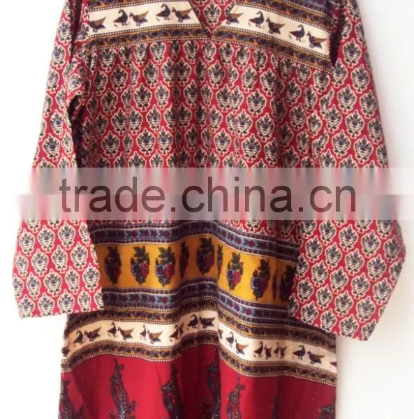Bohemian Long Vintage Dress Cotton Gauze Gypsy Hippies Boho Dress Animal Elephant Peacock Camel Print Gypsian Full Sleeves Dress