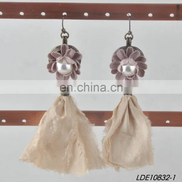 Abs Pearl Flower and Milky Tassel Earrings photo-2