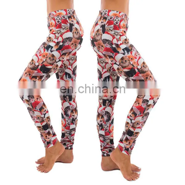 Sexy Compression Tights Dri Fit Running Push up Fitness Womens Printed Always Christmas Leggings photo-2