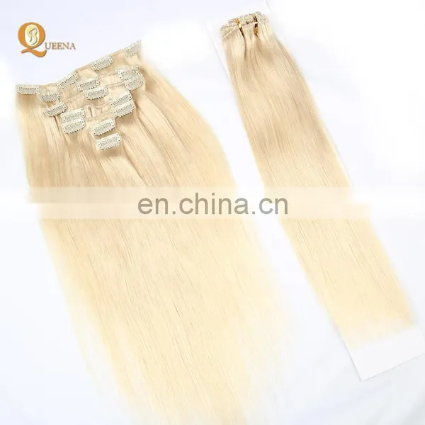 Factory Wholesale Platinum Blonde Indian Human Hair 150g 220g Remy Clip in Hair Extension photo-2