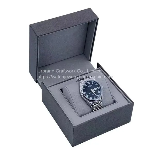 Luxury Black Rigid Cardboard Paper Watch Box Cases Customizable Watch Gift Packaging Box With Logo photo-3