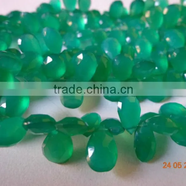 Green Onyx All Color Chalcedony Pear Custom Cut Briollete Chicklets Drops Gemstones Cabochon Calibrated