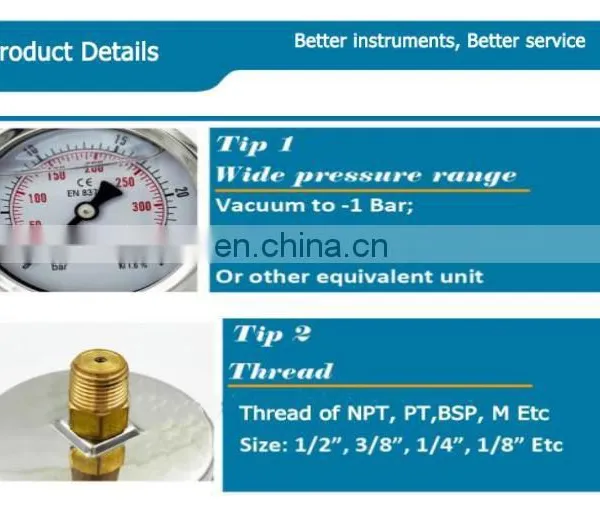 Low Price Liquid Pressure Gauge Brass Steel for Air Compressor photo-5