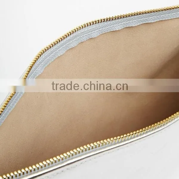 Hot Selling Fashion Metallic Leather Silver Plain Clutch Bag PU Leather Plain Clutch Bag photo-3