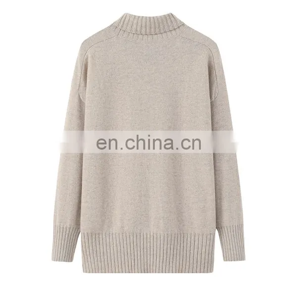Best Material Oversized Chunky Knit Pullover Pure Cashmere Turtleneck Mock Neck Sweater for Women Casual Plus Size Winter Autumn photo-2