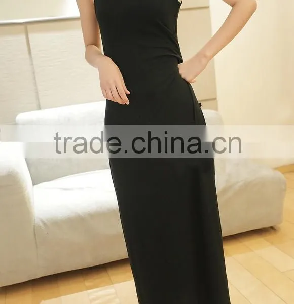 2014 Summer New Black Condole Belt Dress 100% Cotton Cheap Young Lady Dresses From China photo-3