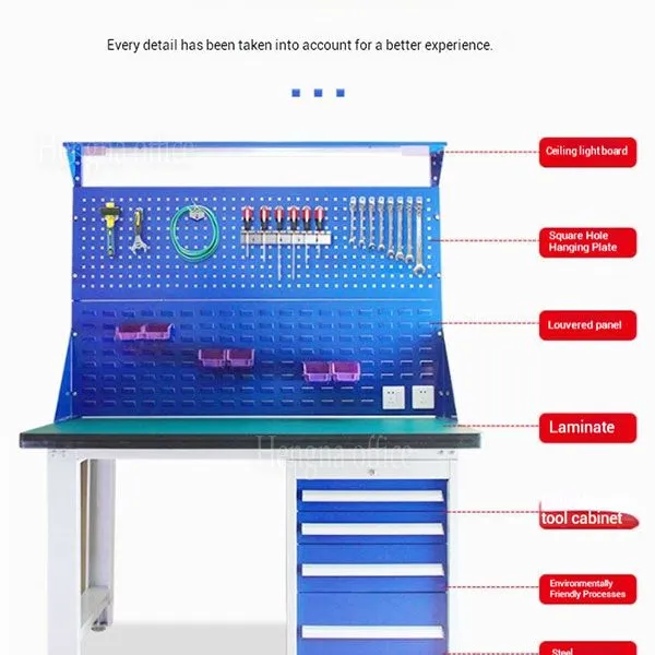 Durable Steel Workbench With Anti-Static Top and Power Outlets for Electronics Assembly