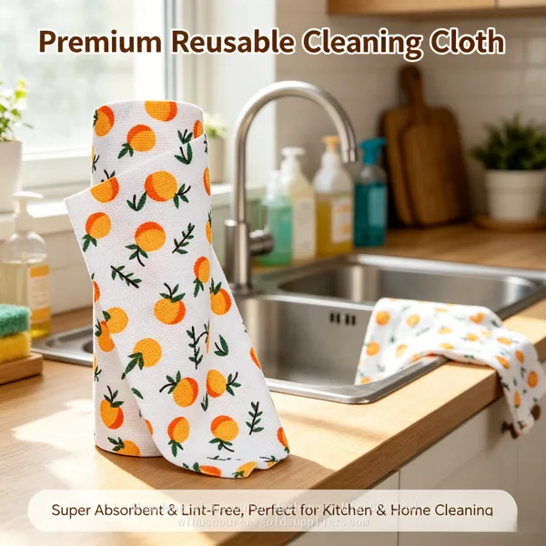 Premium Microfiber Cleaning Cloth Gold Supplier Custom Logo Kitchen Towels Dish Cloths Wholesale Cleaning Cloth photo-5