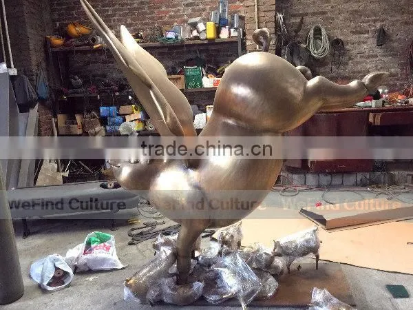 Outdoor Large Flying Pig Metal Bronze Sculpture photo-5