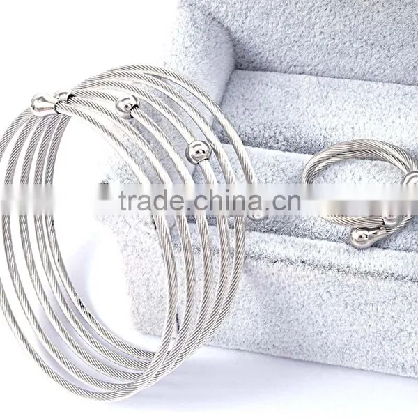 2016 Hot New Arrivals Bangles Stainless Steel Wire Multilevel Bracelet Jewelry Sets photo-2