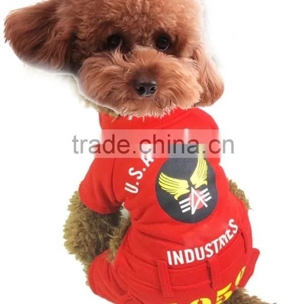 200 Pcs Sold in One Day Fit for Spring and Autumn USA Air Force Printed Red Dog Fleece Pet Clothes photo-2